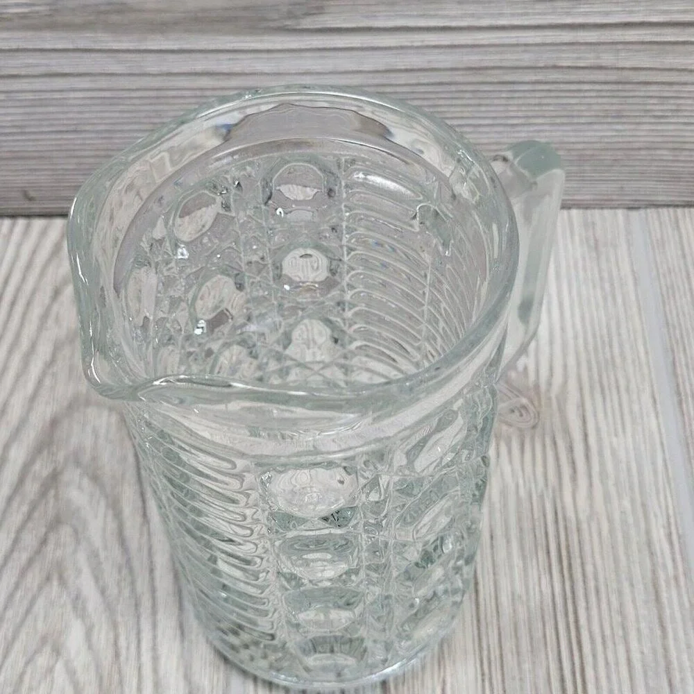 Indiana Glass Whitehall Pitcher Clear Cubist Vintage Mid Century‎ Modern Pressed